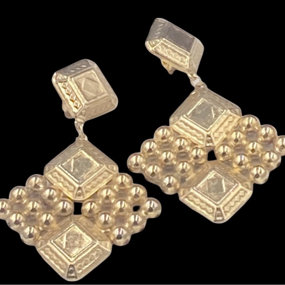 Huge Vintage 1980’s Dangle Clip Earrings